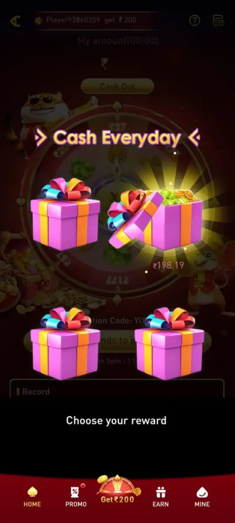 ONEBT Game login screen showing daily earning bonus and refer reward